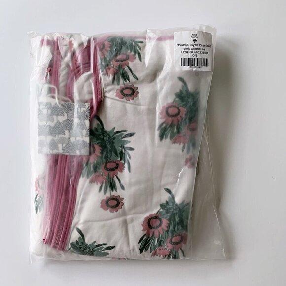 Kate Quinn Organics Pink Calendula Double Layer Baby Blanket - Picture 6 of 6